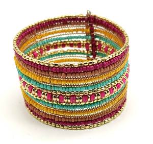 Pulseras abiertas de moda para mujer, joyería Bohemia hecha a mano con cuentas de semillas multicapa, accesorios de moda de la India - Product Image 2