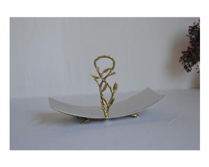 Serveur Rectangle en laiton fantaisie de luxe Hot Vantage avec poignée avec miroir poli avec poignée en or fini pour la maison et la cuisine - Product Image 1