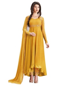 Dernier modèle de Salwar Kameez multicolore pour femme, en tissu Georgette, style Chudidar Patiyala Punjabi, semi-couture - Product Image 1