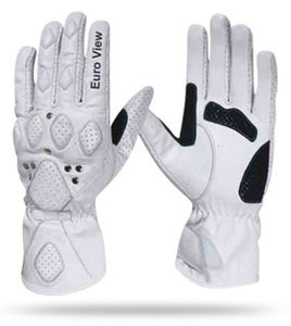 Guantes de cuero transpirables antideslizantes negros/blancos unisex para carreras de motos ciclismo deportes al aire libre - Product Image 3