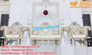 Conjunto de sofás y taburetes de madera tallados para boda, conjunto de sofás de calidad para escenario de boda, lujoso, musulmán - Product Image 5