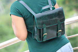 Real Buffalo Leather Handmade Office Used Messenger Two in One <b>Backpack</b> Shoulder Bag - Product Image 3