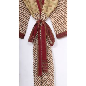 Kimono de seda con retazos florales, vestidos de playa, ropa de dormir de verano, Sexy Vintage, cuello en V, cierre de cordón, longitud completa, transpirable - Product Image 5