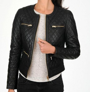 แจ็คเก็ตหนัง Fox,เสื้อไบเกอร์มีซิปปิดใช้ได้ทุกเพศสีดำ100% - Product Image 1