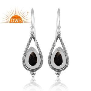Doublet naturel en argent sterling 925 oxydé Apache or cristal pierres précieuses boucles d'oreilles fabricant de bijoux - Product Image 5