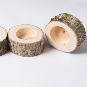 Bougeoir en bois fabriqué en inde en bois naturel - Product Image 1