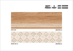 Marque Vistaar 10mm d'épaisseur 300x900mm marche et contremarche 200x900mm prévoir des carreaux d'escalier en porcelaine Matt GVT escaliers cas - Product Image 2