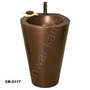 Évier de piédestal en cuivre de conception de salle de bains martelée en cuivre pur de haute qualité pour la maison et l'hôtel - Product Image 1