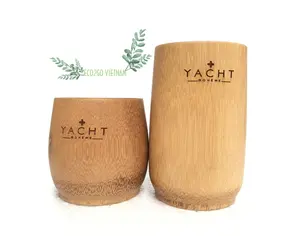 Conjunto de chá reutilizável de copo de bambu com logotipo a laser feito no Vietnã, tendência quente 2024, exportação por Eco2go Vietnã