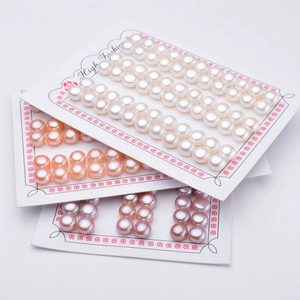 Bouton d'eau douce blanc/rose de qualité AAA 8-9mm perle ronde naturelle pour la fabrication de bijoux et de bijoux poires colorées en vrac - Product Image 1