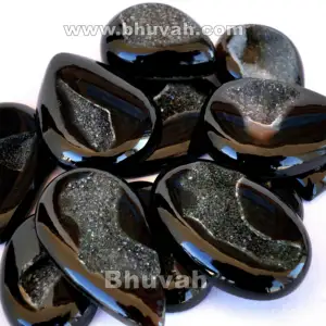 Piedras preciosas de ágata negra pulidas, novedad - Product Image 1