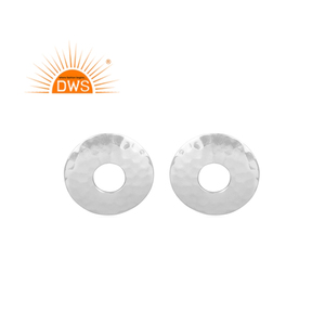 Boucles d'oreilles en argent sterling fin faites à la main de forme ronde pour les femmes bijoux en argent pour les femmes cadeau pour elle - Product Image 1