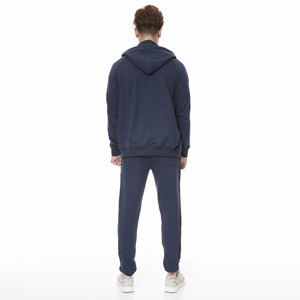 High Quality Custom Logo Tracksuit Full Front Zip Long Sleeves Gym Hoodie Fitness <b>Jacket</b> Blue Tracksuits - Product Image 6