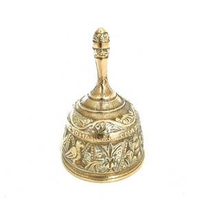 Exclusive Handcrafted Metal Bell Good Quality Fancy Embossed Cast Brass With Handle Bell New Design <b>Table</b> <b>Top</b> <b>Display</b> <b>Stand</b> Bell - Product Image 1