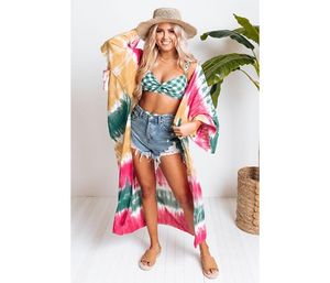 Cárdigan de talla grande para mujer, vestido de verano, informal, para playa, Kimono, ropa de algodón - Product Image 1