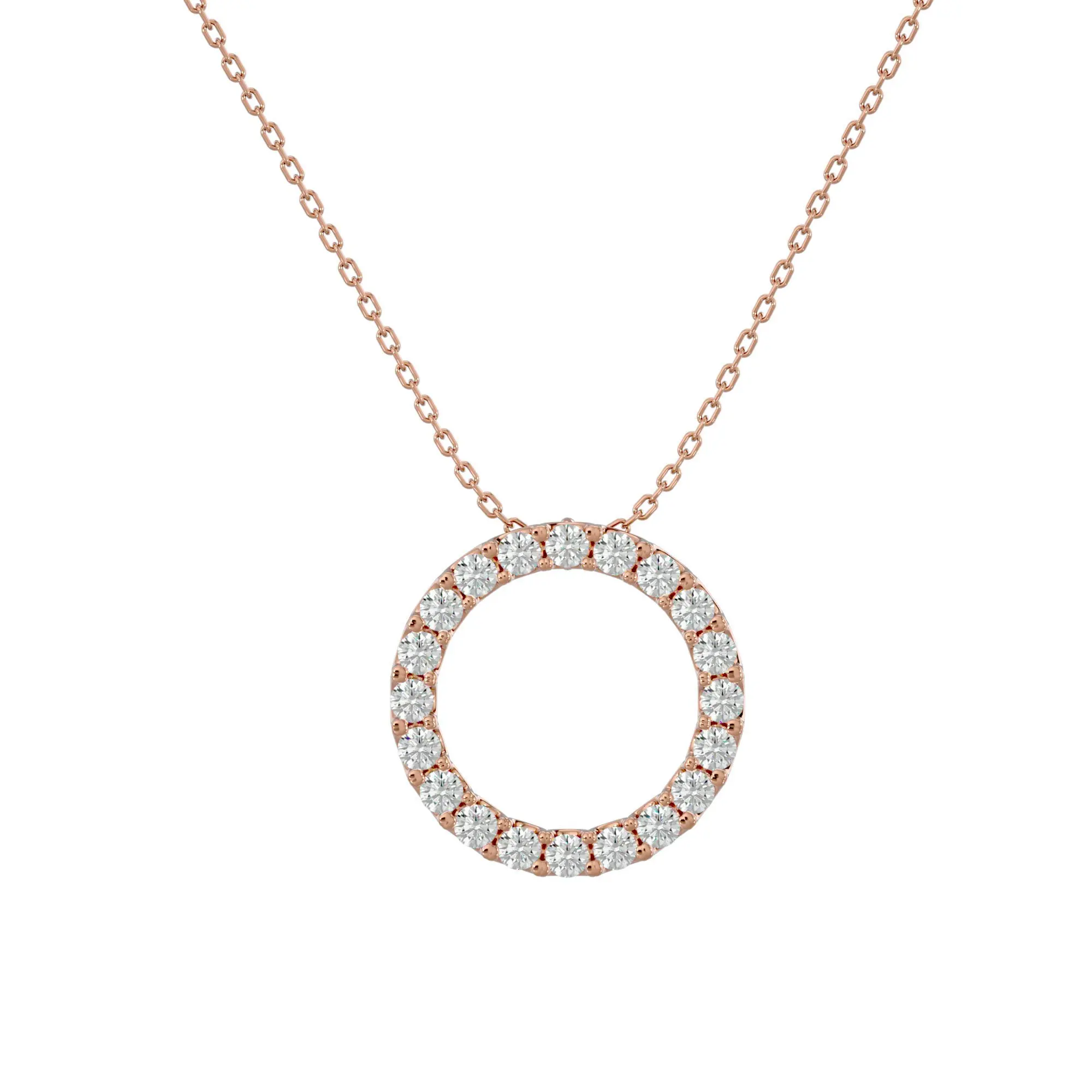 Diamond Pendant with 1.64ct Round Natural Diamond in 18K White/ Yellow/ Rose Gold Circle Pendant Necklace for Women, Wife