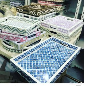 Handcrafted Mother of Pearl Inlaid Tray Eco-Friendly Skilled Craftsman's Work <b>Tea</b> Coasters Polished Animal Style <b>for</b> Eid Ramadan - Product Image 4