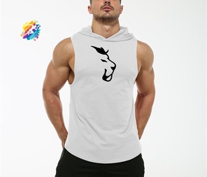เสื้อกล้ามสำหรับผู้ชาย,ออกแบบของคุณเองผ้าฝ้ายล้วนเพาะกายฟิตเนสสนิงเกอร์ยิมสปอร์ต - Product Image 5