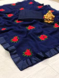 Vêtements de soirée les plus attrayants et de créateurs Saree de travail en georgette avec chemisier Pièce pour femmes Vêtements pour femmes Vente en gros Vêtement Surat - Product Image 6