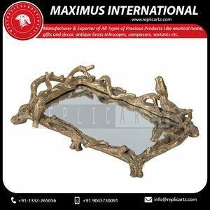 Plateau décoratif en métal pour oiseaux Plateau de service pour collations Plateau de service pour manger Cuisine de travail Salon Salle de bain et extérieur - Product Image 4