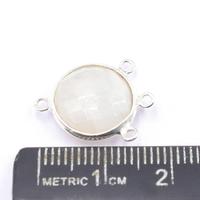 Connecteur ajustable fait main en argent sterling 925 plaqué or 14 carats avec pierre de lune arc-en-ciel ronde pour la fabrication de bijoux