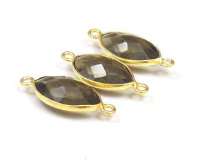 Smokey <b>Quartz</b> Natural Multi Gemstone Marquise Shape Gold Plated Jewelry Single Bail Bezel Handmade Connector - Product Image 3