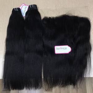 Ensemble de cheveux Remy vierges vietnamiens de haute qualité, faisceaux de cheveux humains à fermeture frontale et à cuticule alignée, prix de gros - Product Image 2