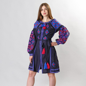 Vestido largo de estilo bohemio para mujer, ropa romántica y platilla, azul, bordado, Turquesa - Product Image 2