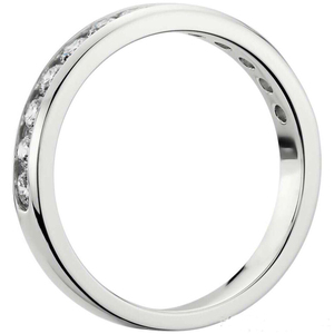 0.60TCW Natural Channel-Set Diamond Half Eternity <b>Ring</b> 10K White Gold Round Real Studded - Product Image 2