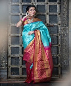 Banarasi Soie Jacquard Saree avec Chemisier Femmes Porter Dames Fête Festival Usage Quotidien Doux Coton Soie Sari En Gros Bas Prix Apparelgarment - Product Image 5