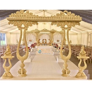 Modern Style Wedding Wooden Wedding Mandap Designer Wooden Mandaps Design Decor Hindu Marriage <b>Double</b> Pillar Wooden Mandaps USA - Product Image 1