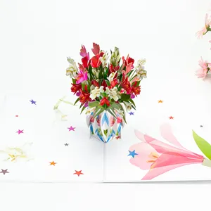 Carte pop-up florale pour anniversaire fête des mères anniversaire haute qualité d'impression carte jonquilles carte de voeux artisanat