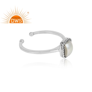 Anillo de GEMA de perla blanca Natural, joyería al por mayor, sortija de plata 925 oxidada, fabricante de joyería - Product Image 2