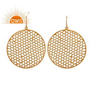 Pendientes colgantes con diseño de disco de filigrana, joyería hecha a mano, chapado en oro de 18k, Plata de ley al por mayor - Product Image 1