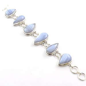 Pulsera de ágata de encaje azul, joyería al por mayor, pulsera de piedra de plata de ley - Product Image 6