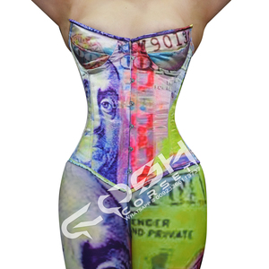 Corsé de Copa con aros de satén sublimado impreso Digital Steelboned Overbust con vendedor de mallas elásticas a juego exportador - Product Image 4