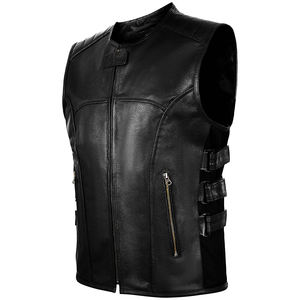 New Design Fashion <b>Leather</b> <b>Men</b> Genuine Short Motorbike <b>Leather</b> Sleeveless Jacket <b>Men</b> High Quality Motorcycle <b>Leather</b> <b>Vest</b> - Product Image 2