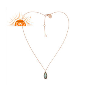 Collar con colgante de plata de ley, colgante de GEMA de labradorita, proveedor de joyería - Product Image 1