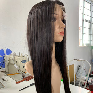 Perruque Lace Closure Wig cheveux humains, cheveux vierges à dentelle transparente, perruque cheveux bruts sans traitement, perruques Lace Wig, lisses - Product Image 1