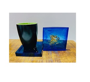 Dessous de verre en résine pierre Design thé tasse à café bois résine caboteur carré forme ronde pour emballage et vente personnalisés - Product Image 5