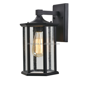 Inno Casa DI-001 Lámpara de Pared Exterior Industrial Hexagonal de Aluminio Negro con Pantalla de Vidrio Semitransparente IP44, Venta al por Mayor de Fábrica - Product Image 1
