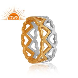 Fabrication de bijoux, Double bague classique en forme de cœur, plaqué or, argent fin, haute qualité, nouveau modèle - Product Image 2