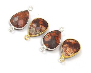 Jaspe pierre précieuse avec plaqué or forme de poire à la main bijoux à facettes collier simple caution lunette connecteur - Product Image 2
