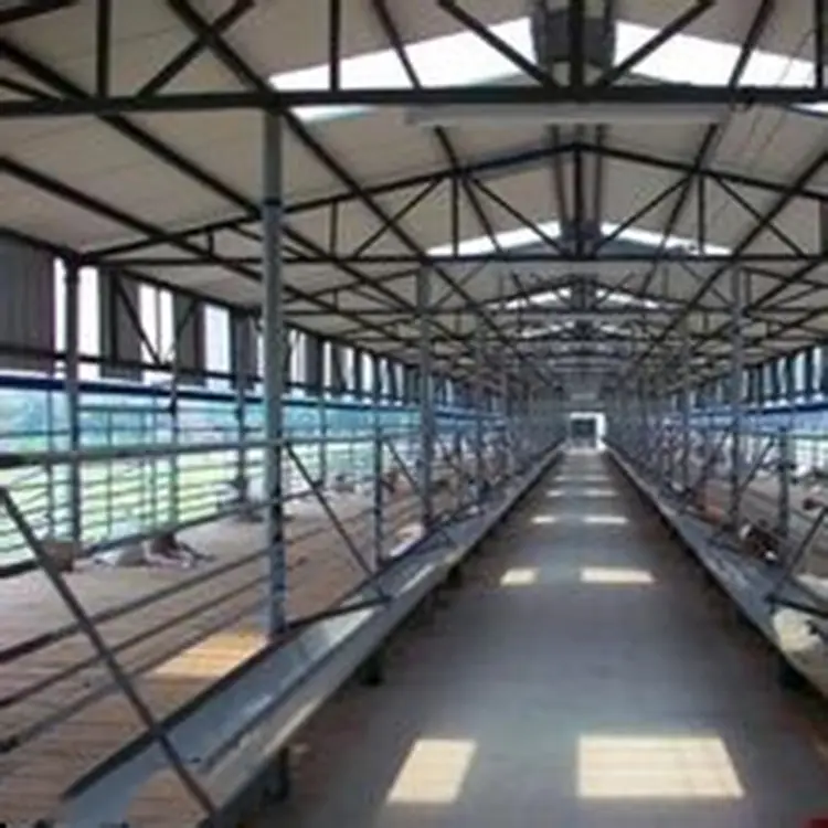 Проект по низкой цене, конструкция с длинным пролетным стеклом, каркасная стальная конструкция/каркасная стальная конструкция для молочных коров, ферма, стальная конструкция