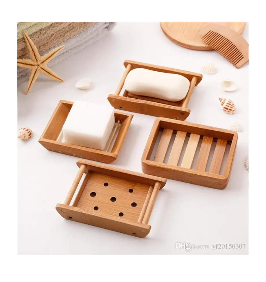 Wooden soap tray - wooden shower soap dish in bathroom - wood/ bamboo soap storage dish 99GD