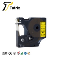 Tatrix 12mm Zwart op Geel Compatibele Labeltape Cartridge 45018 voor DYMO LabelManager 160 Printer