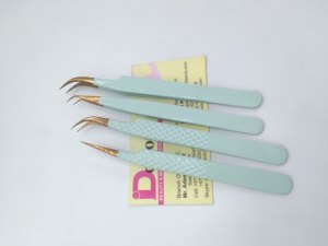 Pinzas para Pestañas de Color Verde Menta Personalizadas, Pinzas para Extensión de Pestañas con Punta Dorada Rosa, Pinzas de Volumen de Acero Inoxidable de Marca Privada - Product Image 4