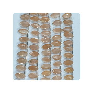 Cuentas facetadas de piedra lunar de melocotón natural Alif International de calidad premium, 16 mm, 8 pulgadas, hebra rosa, tercera parte - Product Image 1