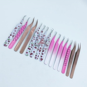 Pinzas de extensión de pestañas de acero inoxidable con logotipo personalizado profesional Pinzas de pestañas postizas de fibra recubierta de papel Sostenibles - Product Image 1