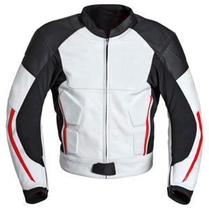 Réflecteurs de veste en cuir de moto approuvés CE noirs et blancs personnalisés AA classés EN17092 vêtements de sport confortables coupe-vent pour adultes - Product Image 1